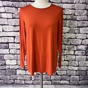 Chico's Orange Crew Neck Long Sleeve Tee Size L